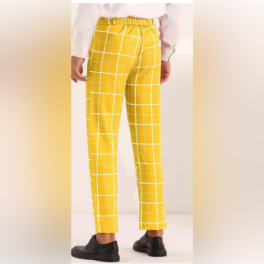 Lars‎ Amadeus Men's Plaid Cropped Ankle Length Business Golf Trousers Sz 36 - Picture 4 of 15